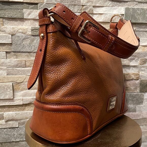 Dooney & Bourke Wexford Leather Hobo Shoulder Bag | Large | Chestnut & Tan - Picture 5 of 16